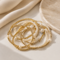 Gold & Pearl Beaded Stretch Bracelet Set