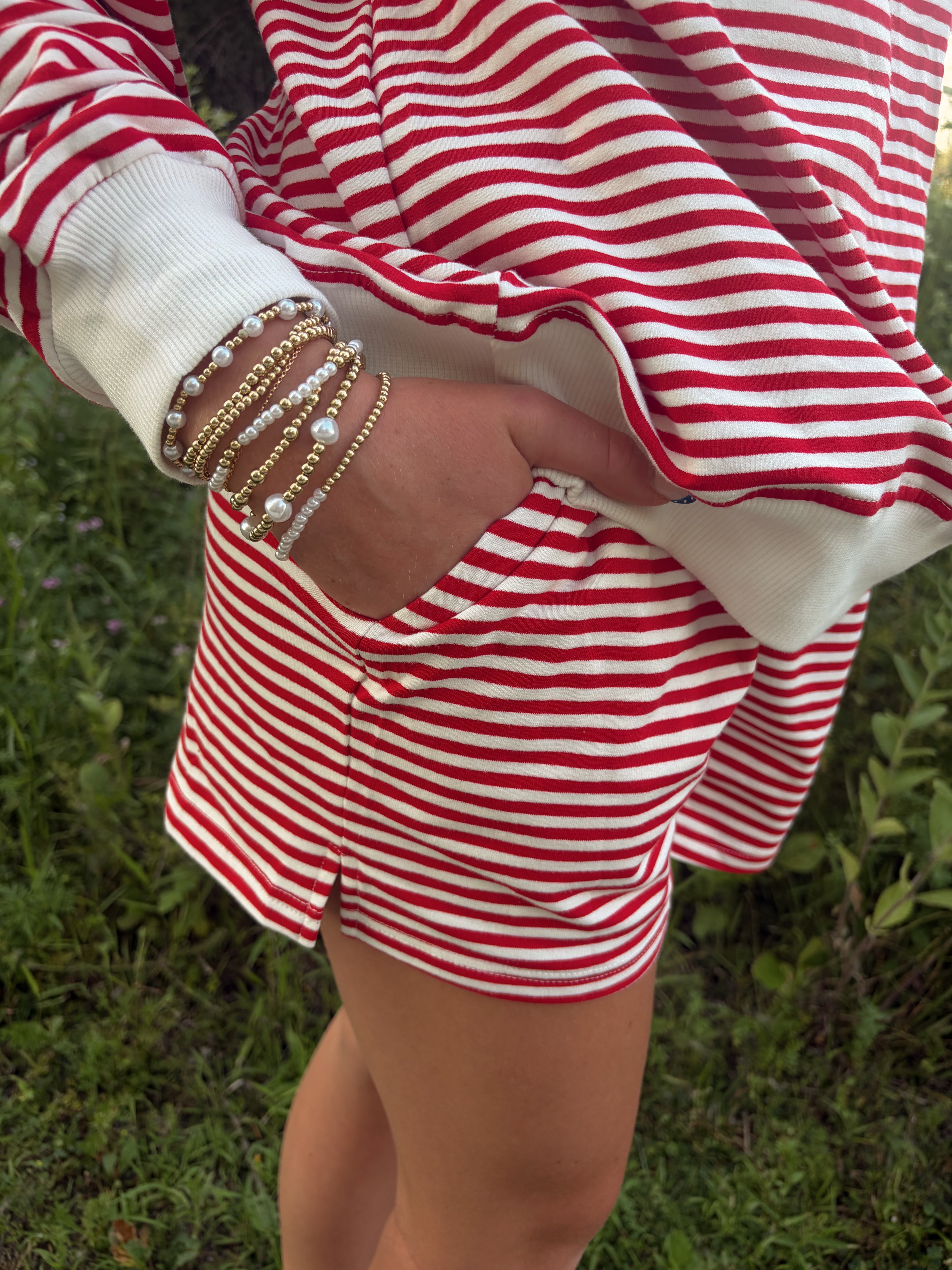 Red Striped Oversized Lounge Set