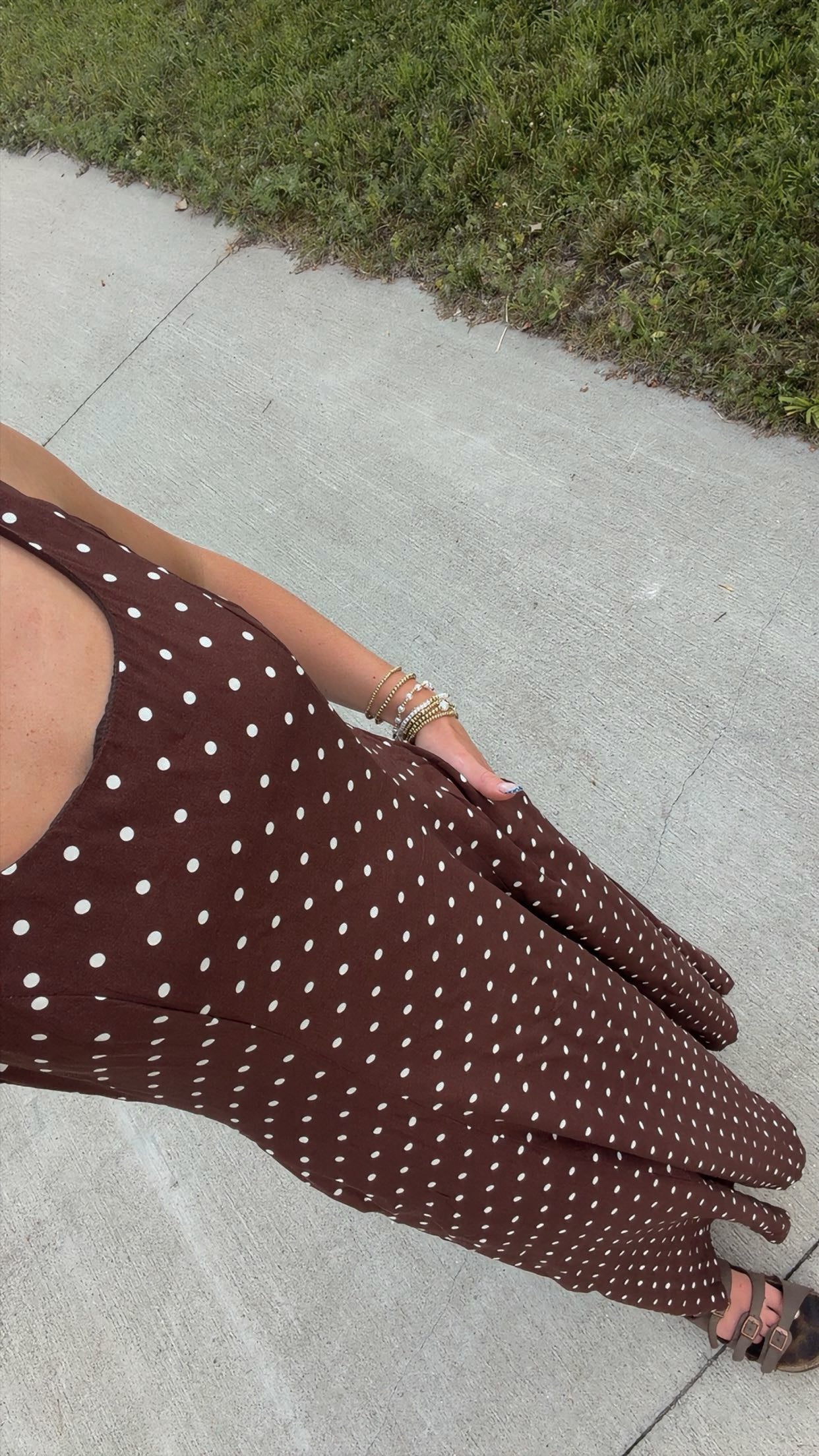 Brown Polka Dot Midi Dress