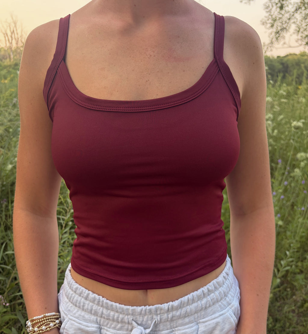 Maroon Crop Cami Tank