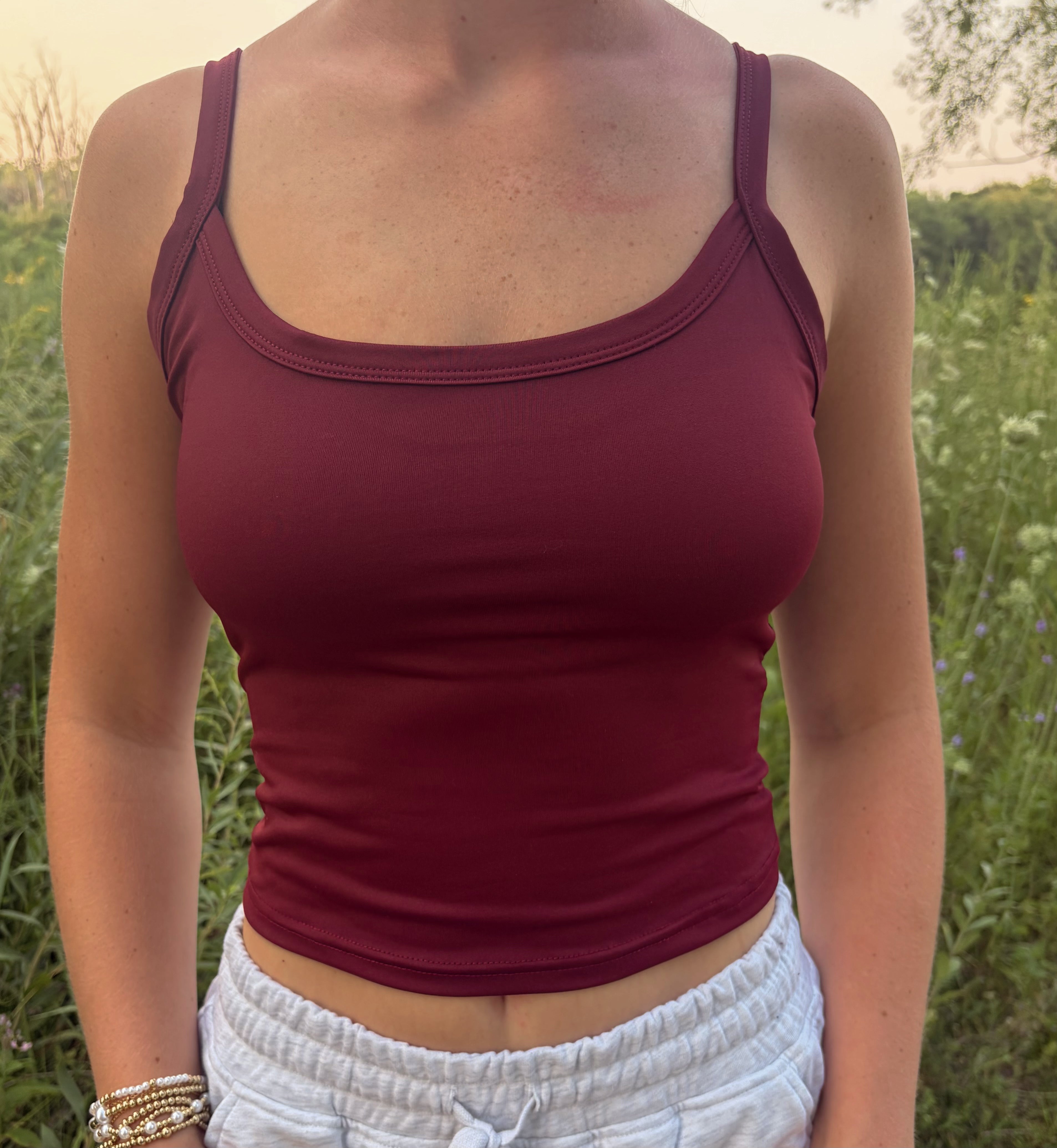 Maroon Crop Cami Tank