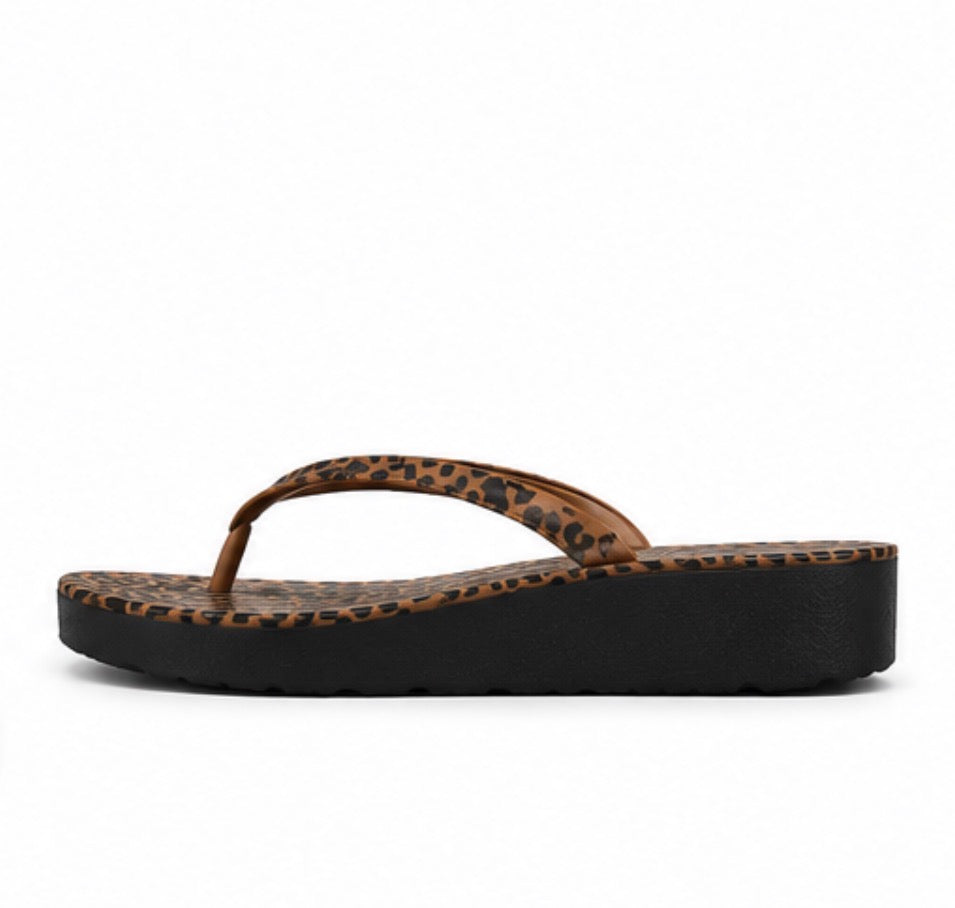 Leopard Print Flip Flops