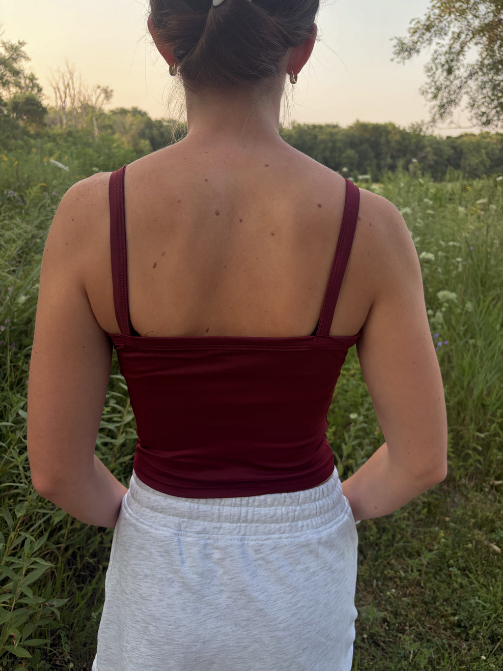 Maroon Crop Cami Tank