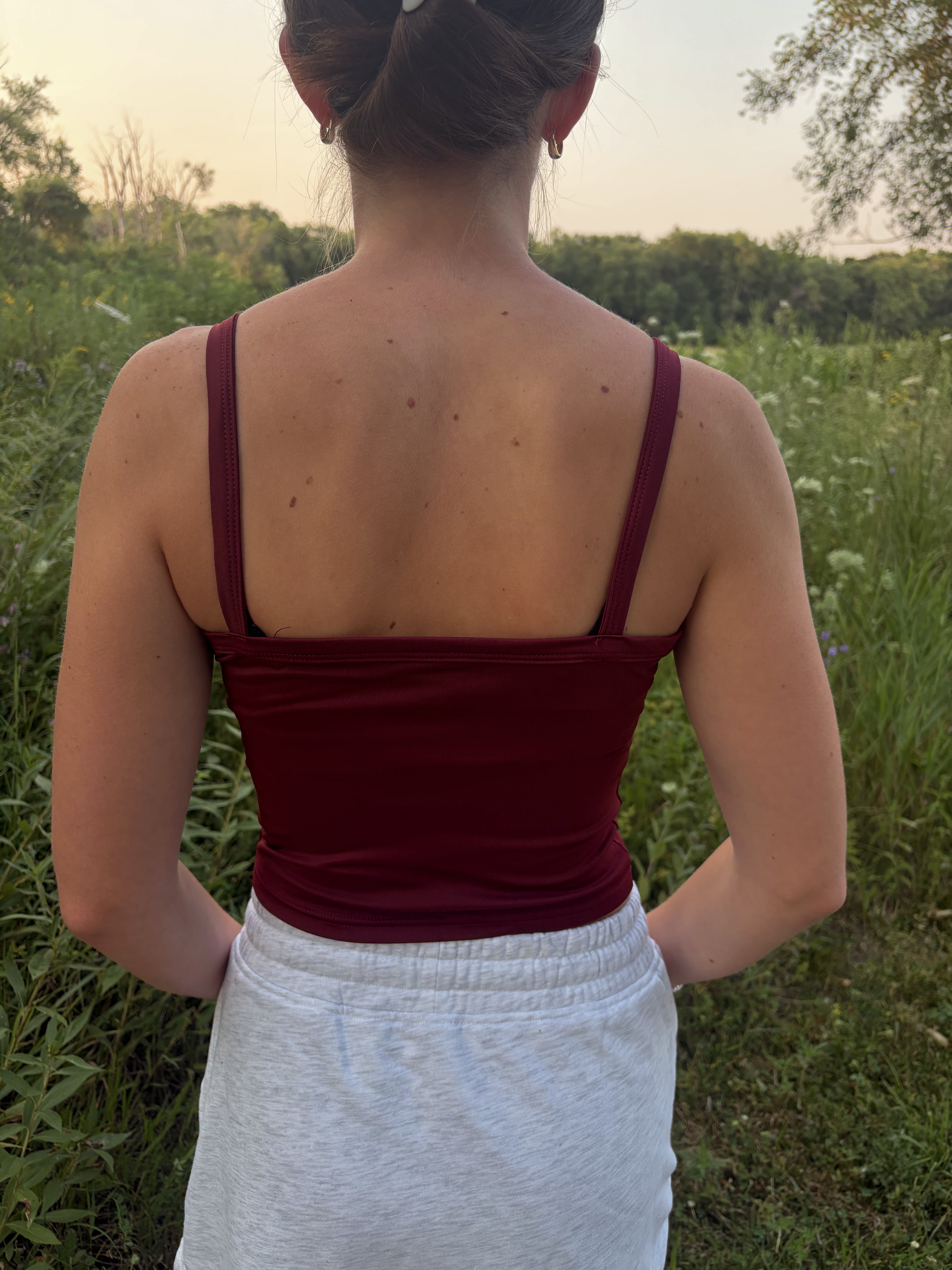 Maroon Crop Cami Tank