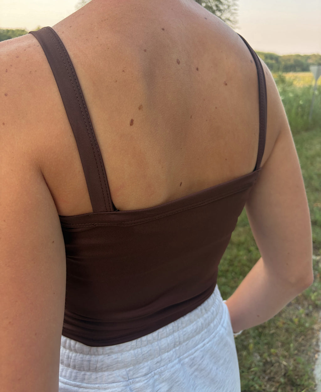 Brown Spaghetti Strap Tank Top