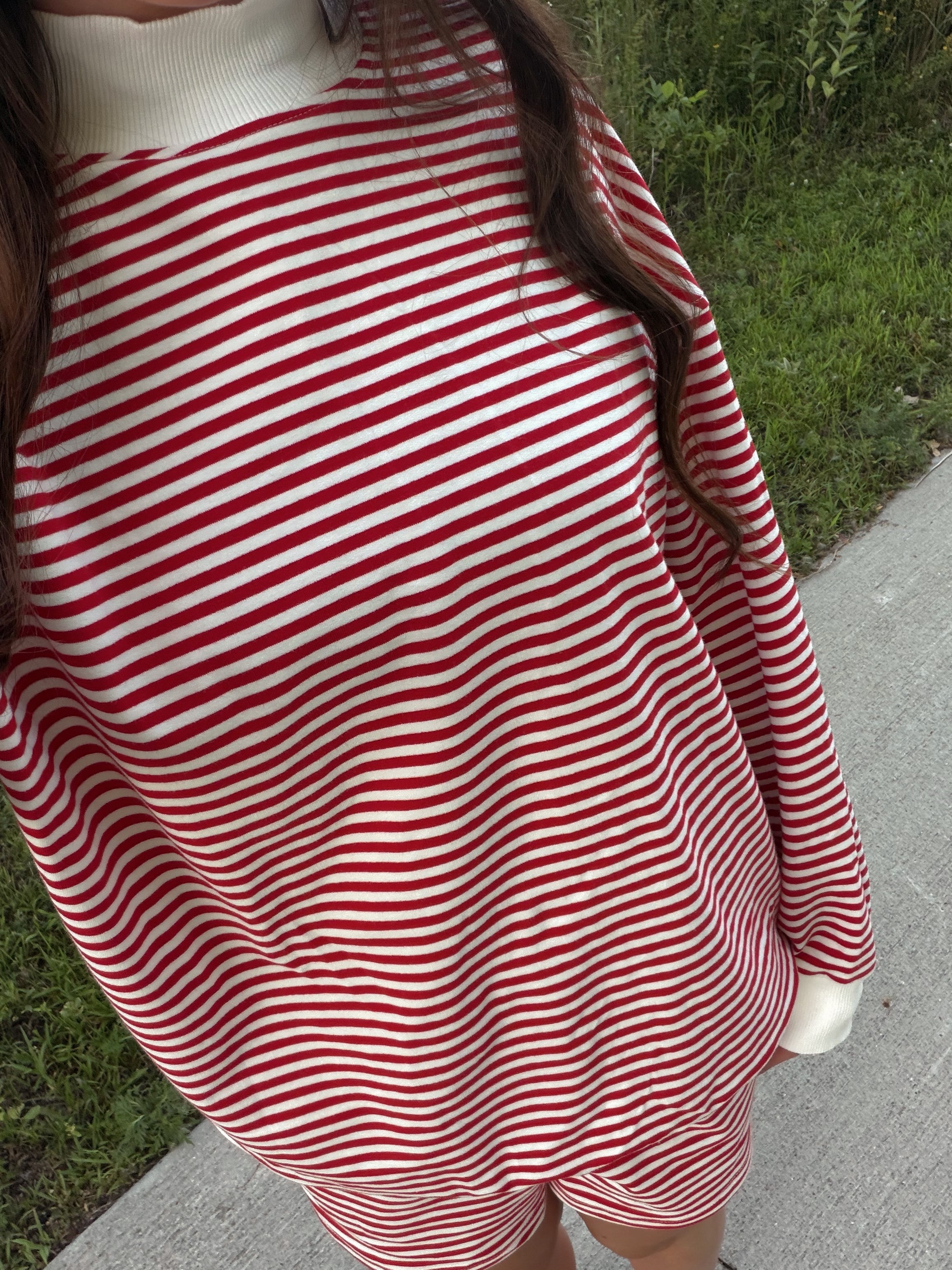 Red Striped Oversized Lounge Set