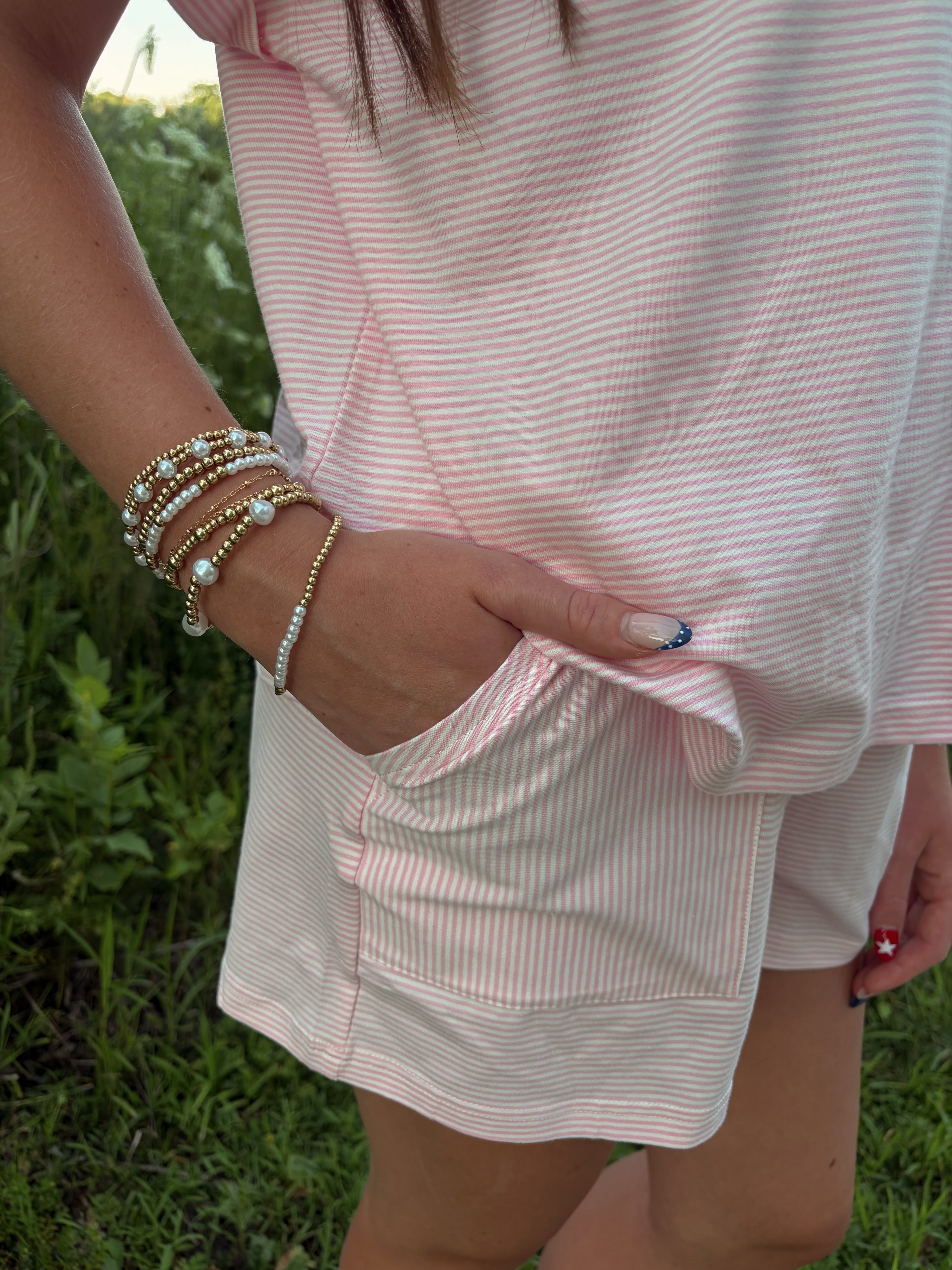 Pink Textured Knit Lounge Set