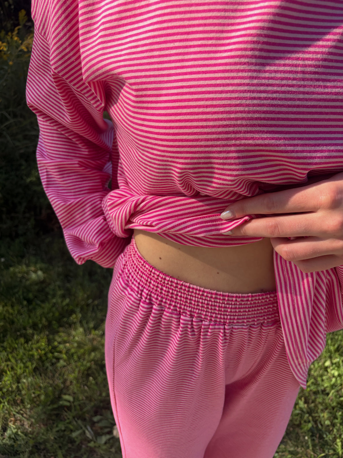 Pink Striped Full-Length Set