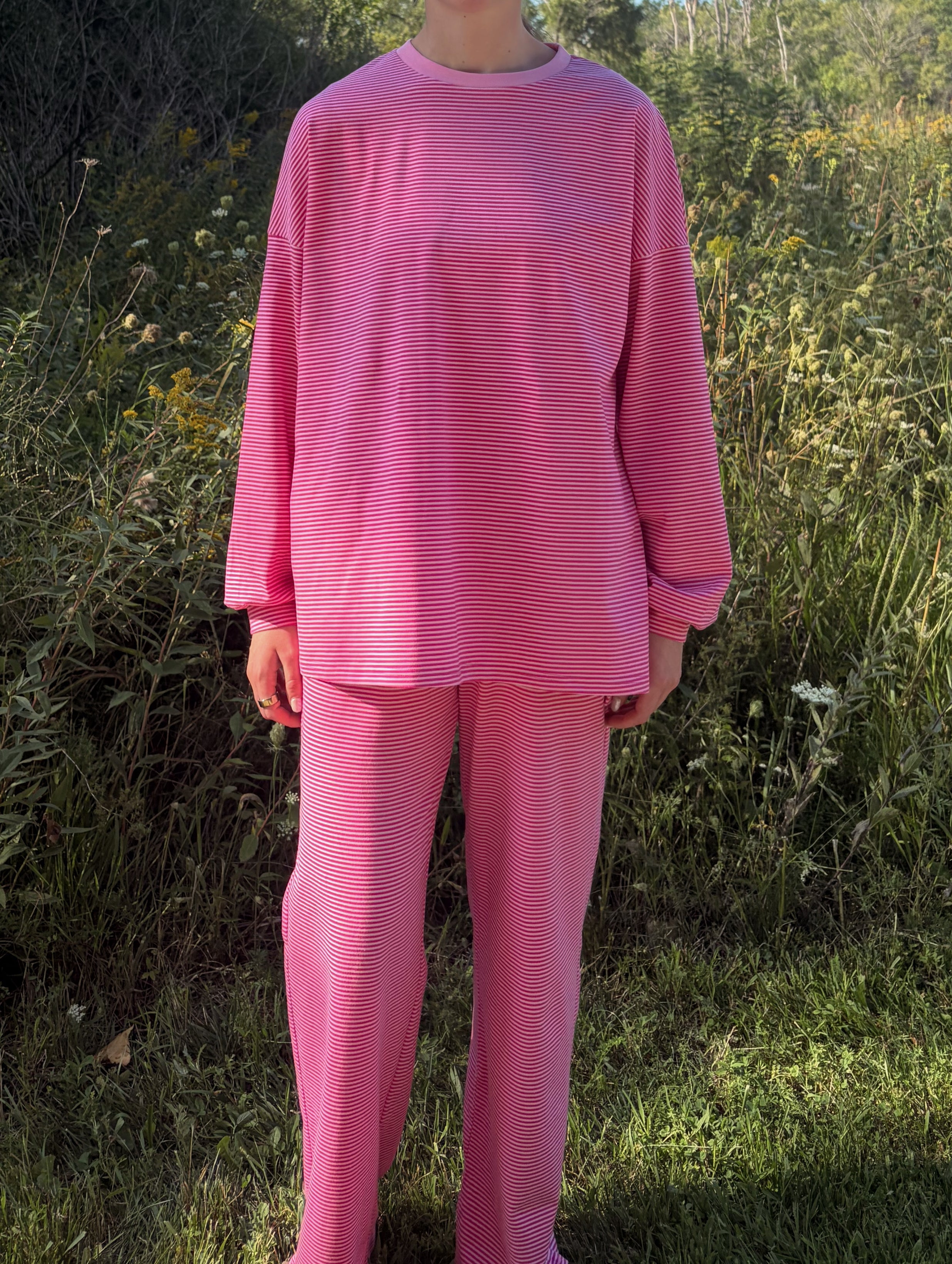Pink Striped Full-Length Set