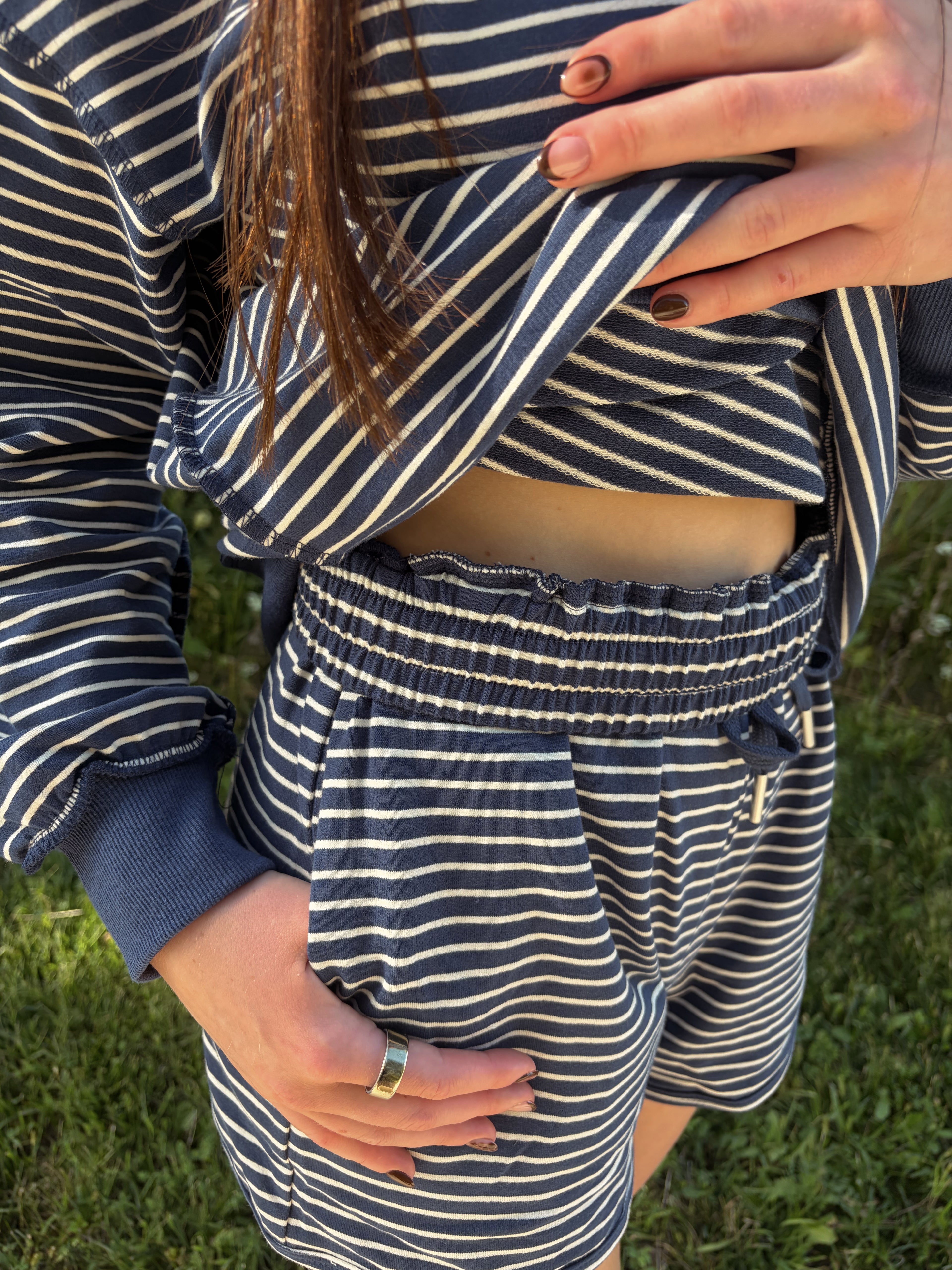 Navy Striped Matching Set